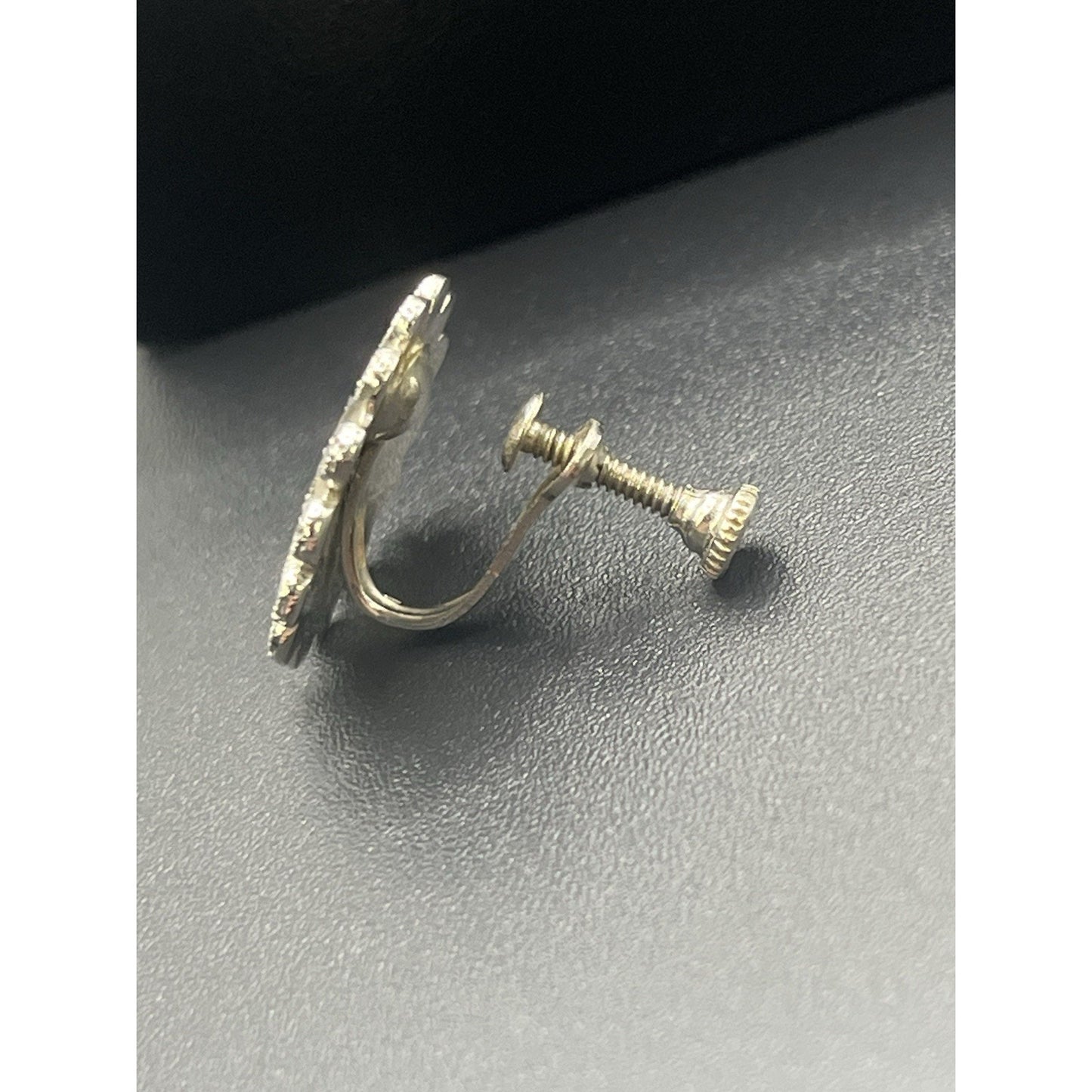 ExcellentUsedCondition Sterling Silver Marcasite Screwback Postless Earrings W15