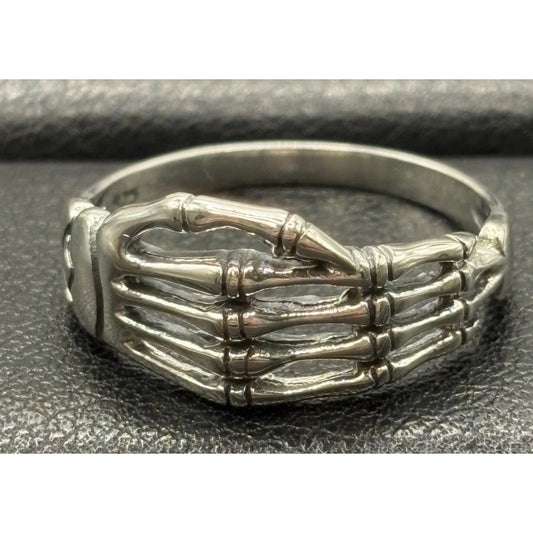 New Condition Sterling Silver Skeleton Hands Size 7