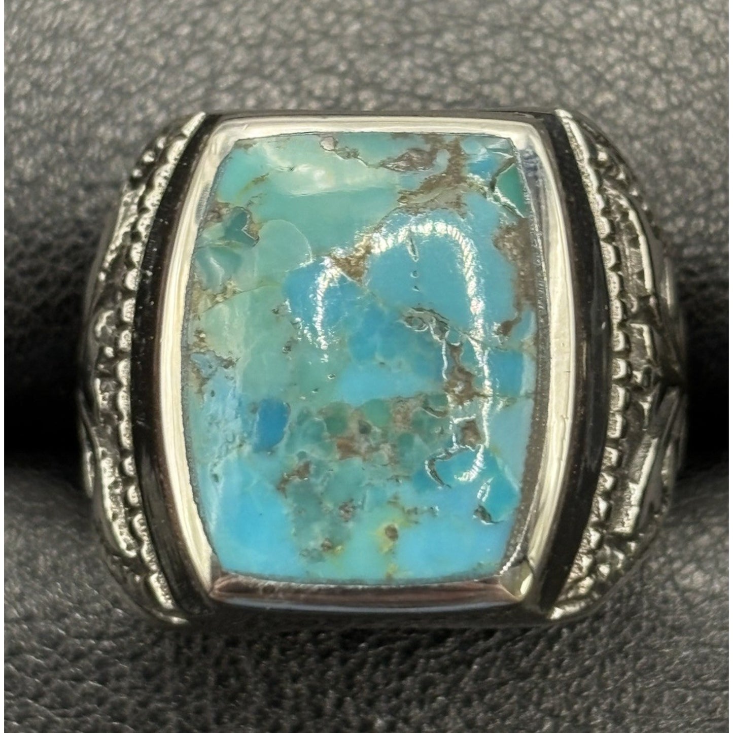 New Condition Sterling Silver Turquoise Ring Turkish Design Size 9