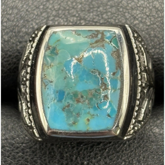 New Condition Sterling Silver Turquoise Ring Turkish Design Size 9