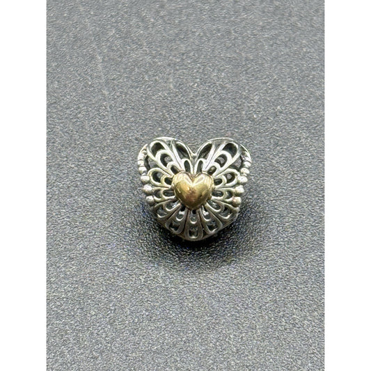 Pandora Open Filigree Dual Tone Sterling Silver & Gold Charm 925 ALE P12