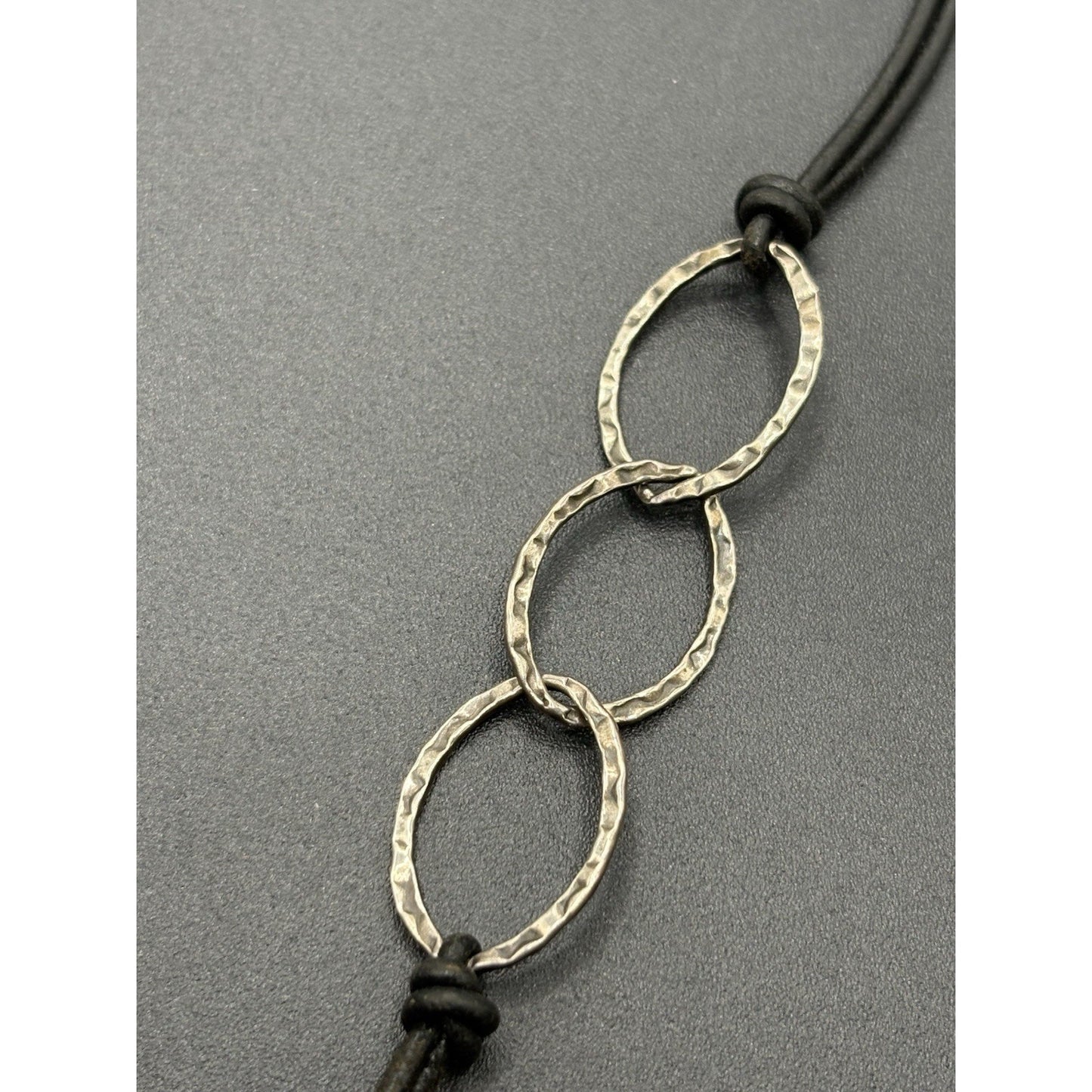 Silpada 18" Sterling Silver Leather Cord Hammered Texture W19