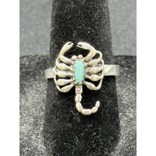 New Condition Sterling Silver Turquoise Scorpion Ring Size 6.50