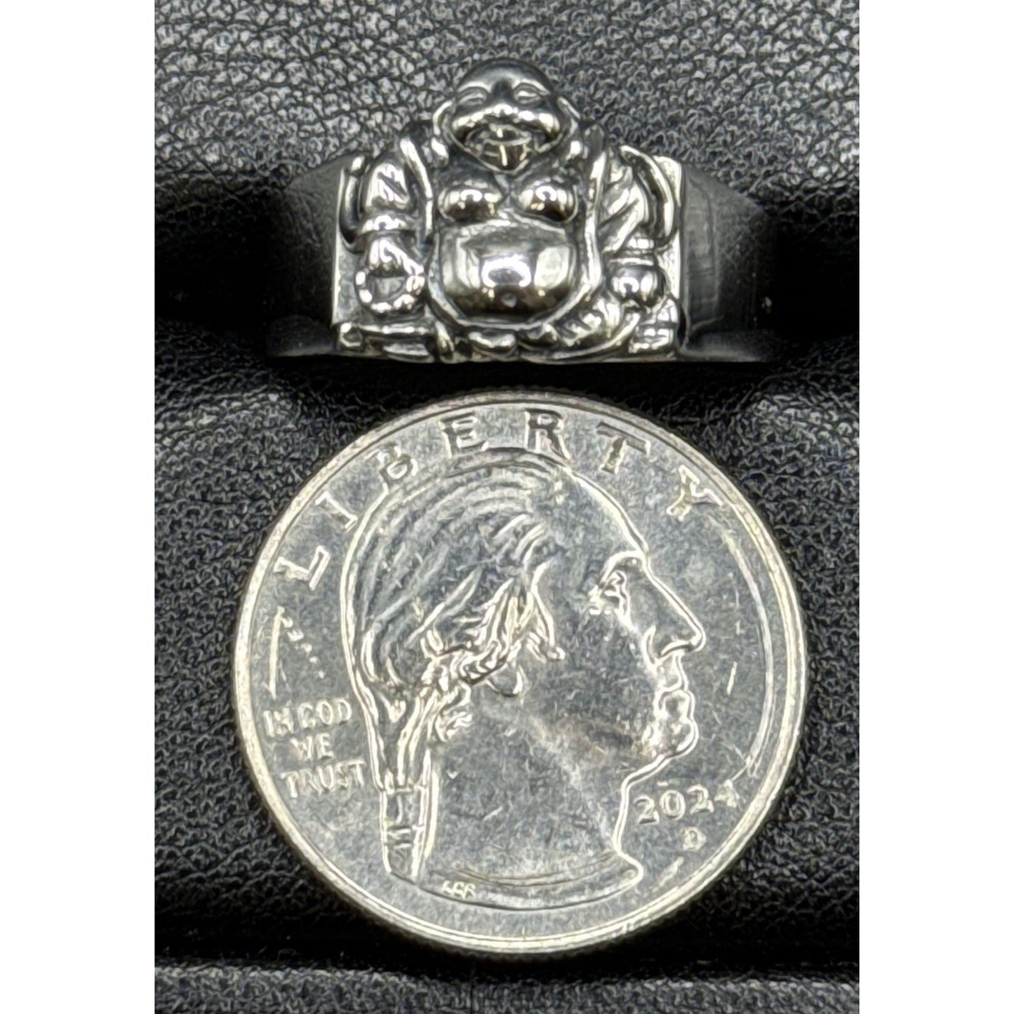 New Condition Sterling Silver Happy Buddha Ring Size 10.00 Gents