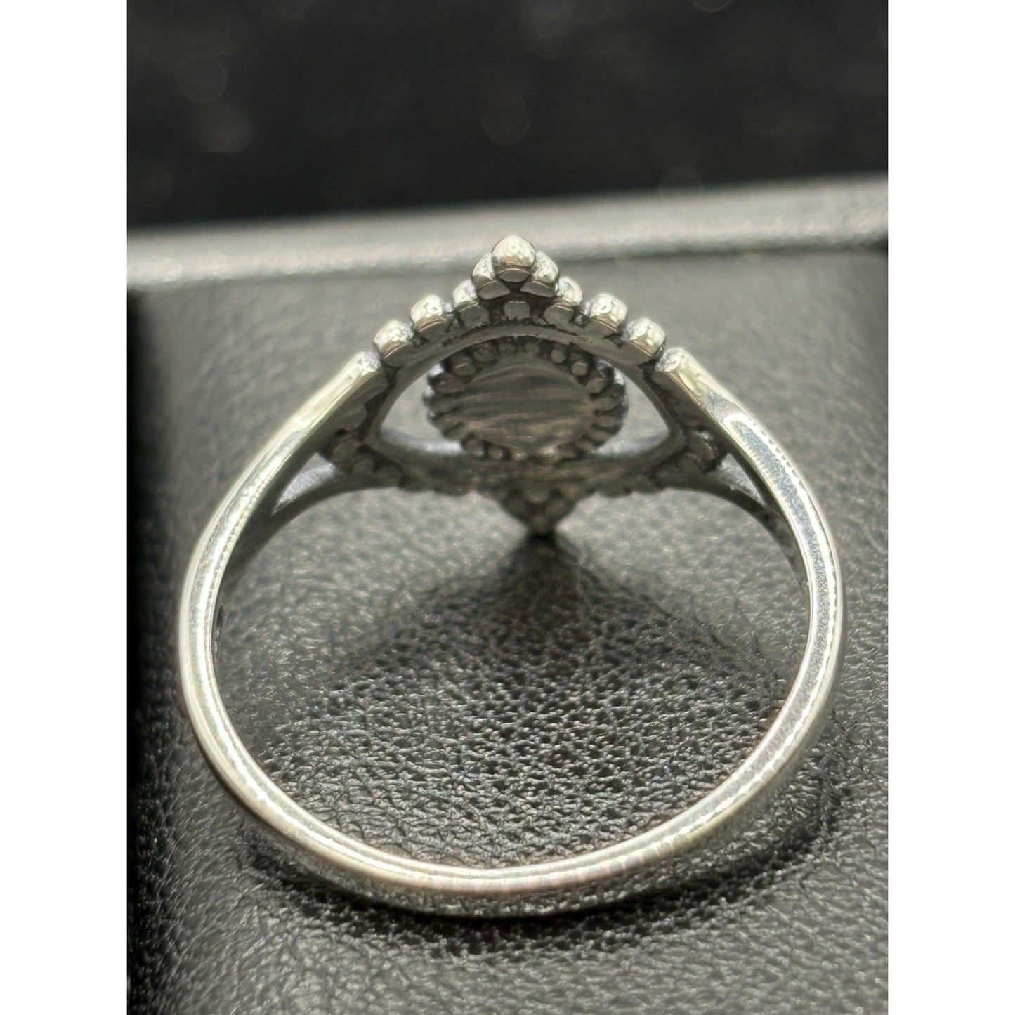 New Condition Sterling Silver Evil Eye Onyx Ring Size 7