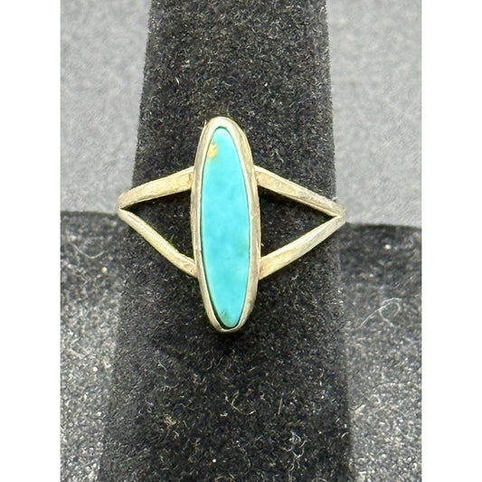 Vintage Sterling Silver Turquoise Dainty Ring Size 5.00 Tested Q16