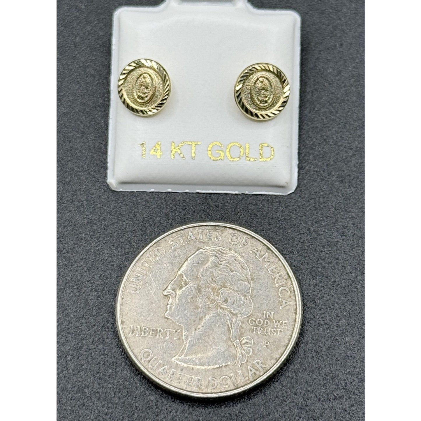 New Condition 14k Gold Lady Guadeloupe Stud Earrings