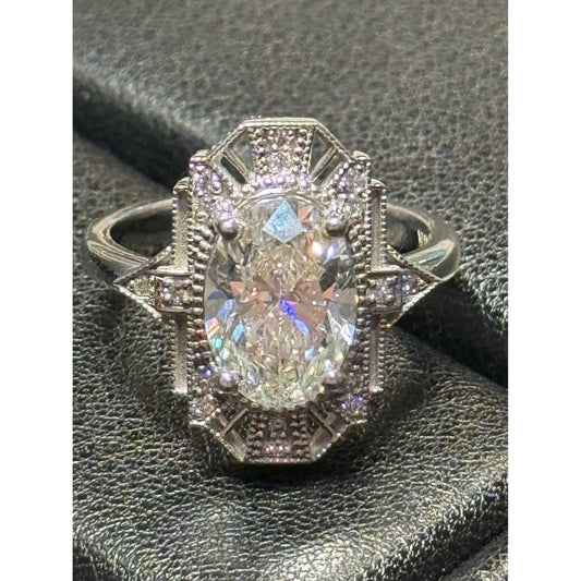 Brand New 14k White Gold 3.08 Carat Oval Brilliant Lab Grown Diamond F Color VS1 Clarity IGI
