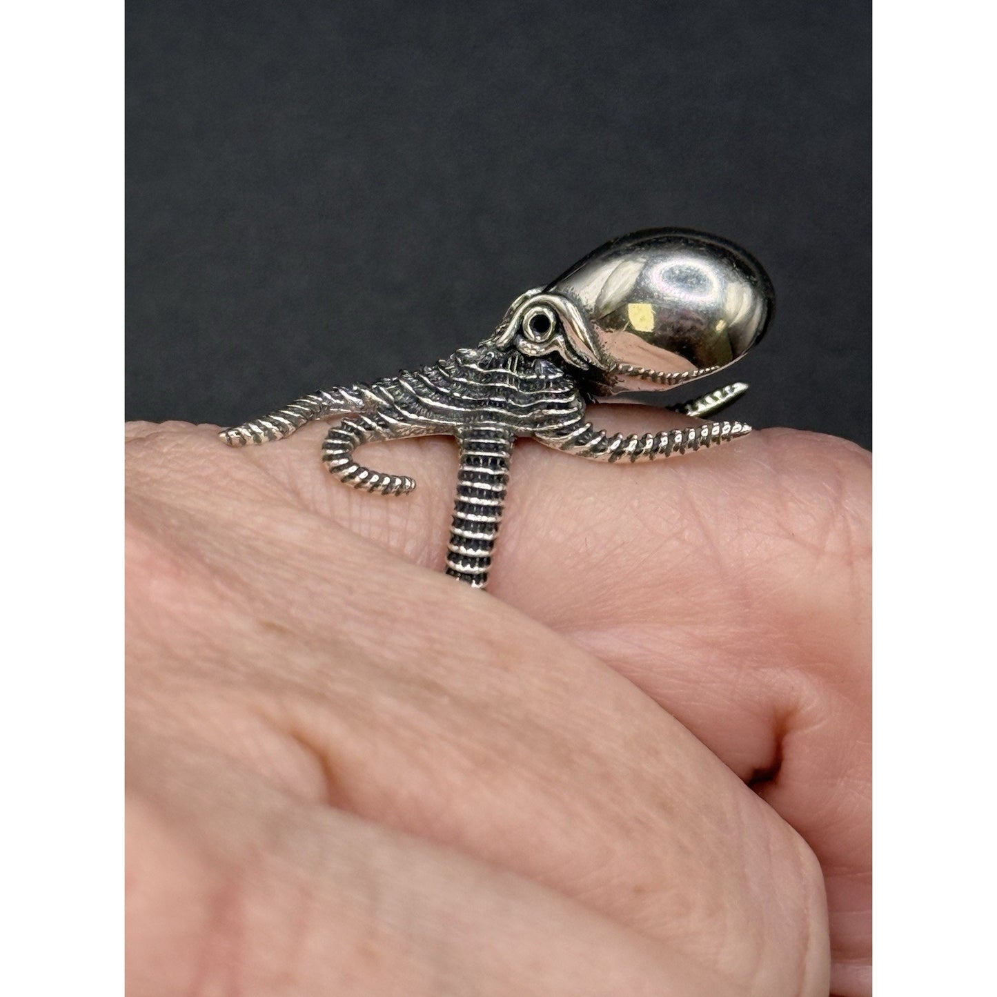 New Condition Sterling Silver Octopus Ring Size 7.00