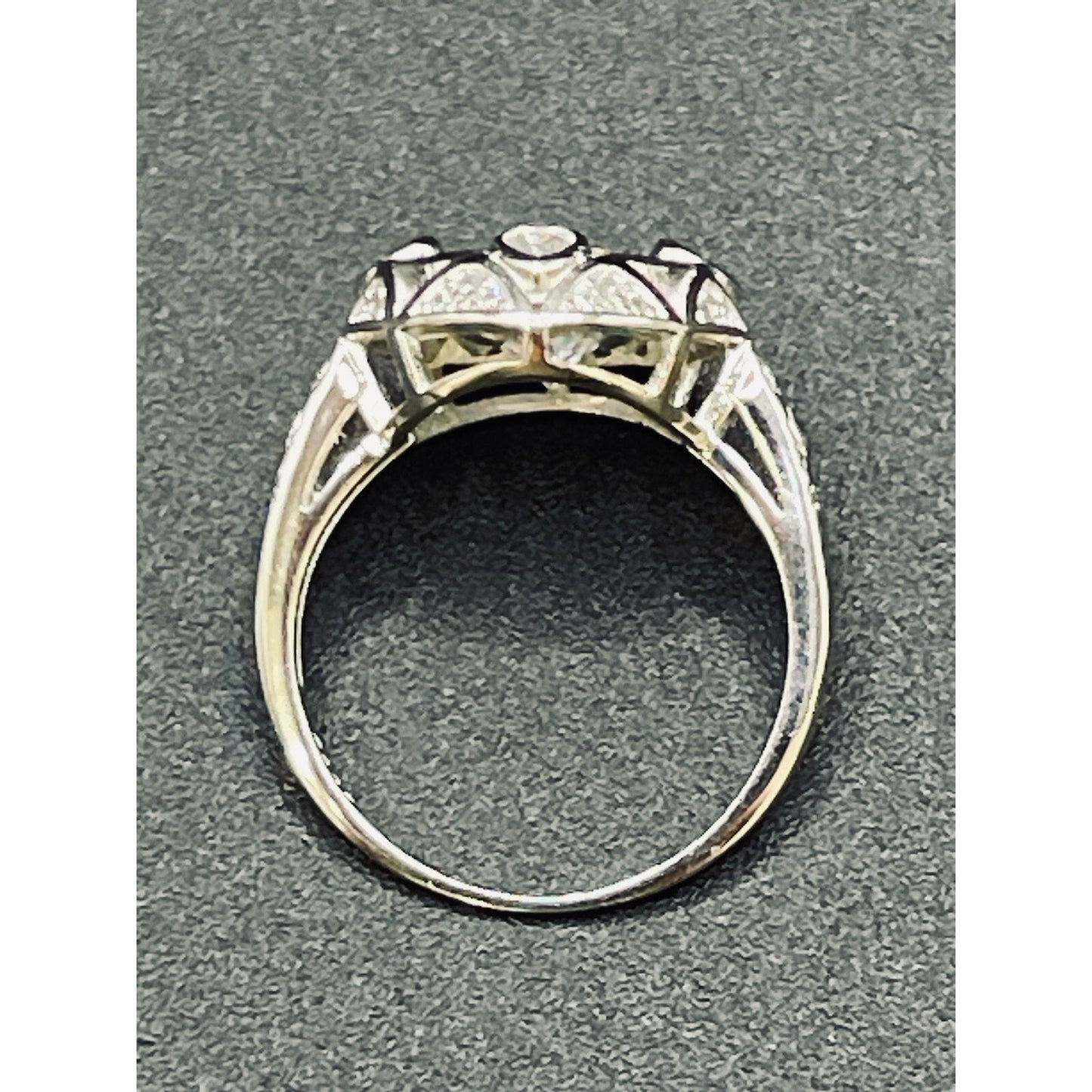 New Condition Sterling Silver Moissanite Center Art Deco Ring Size 7.00 2 Carat
