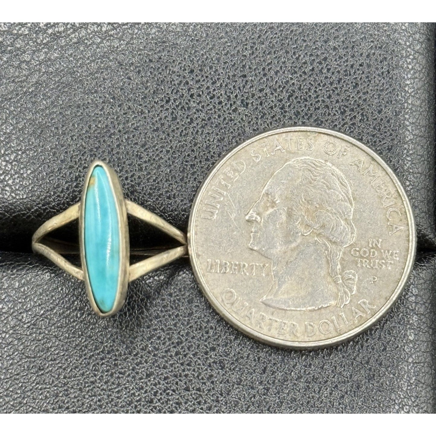 Vintage Sterling Silver Turquoise Dainty Ring Size 5.00 Tested Q16