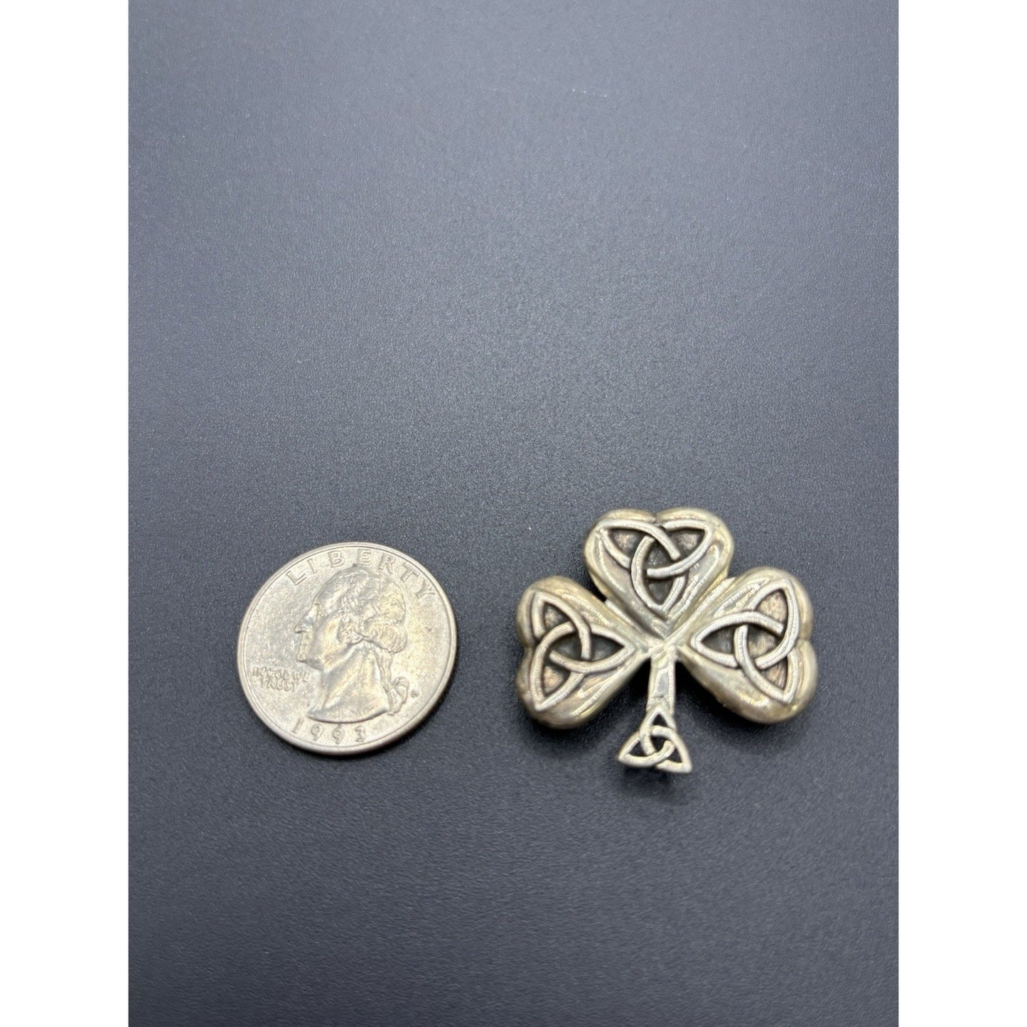 Celtic Sterling Silver 3 Leaf Clover Brooch Pendant Thailand W18