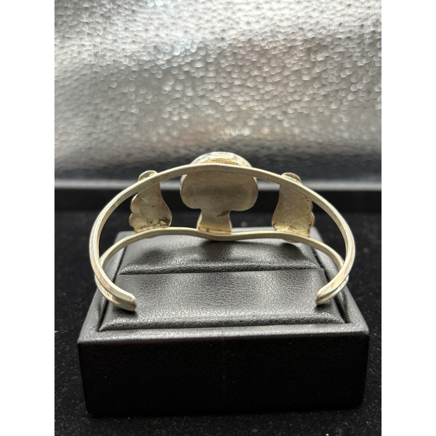 Zuni Sterling Silver Mushroom Malachite Mother Pearl Cuff Bracelet W17