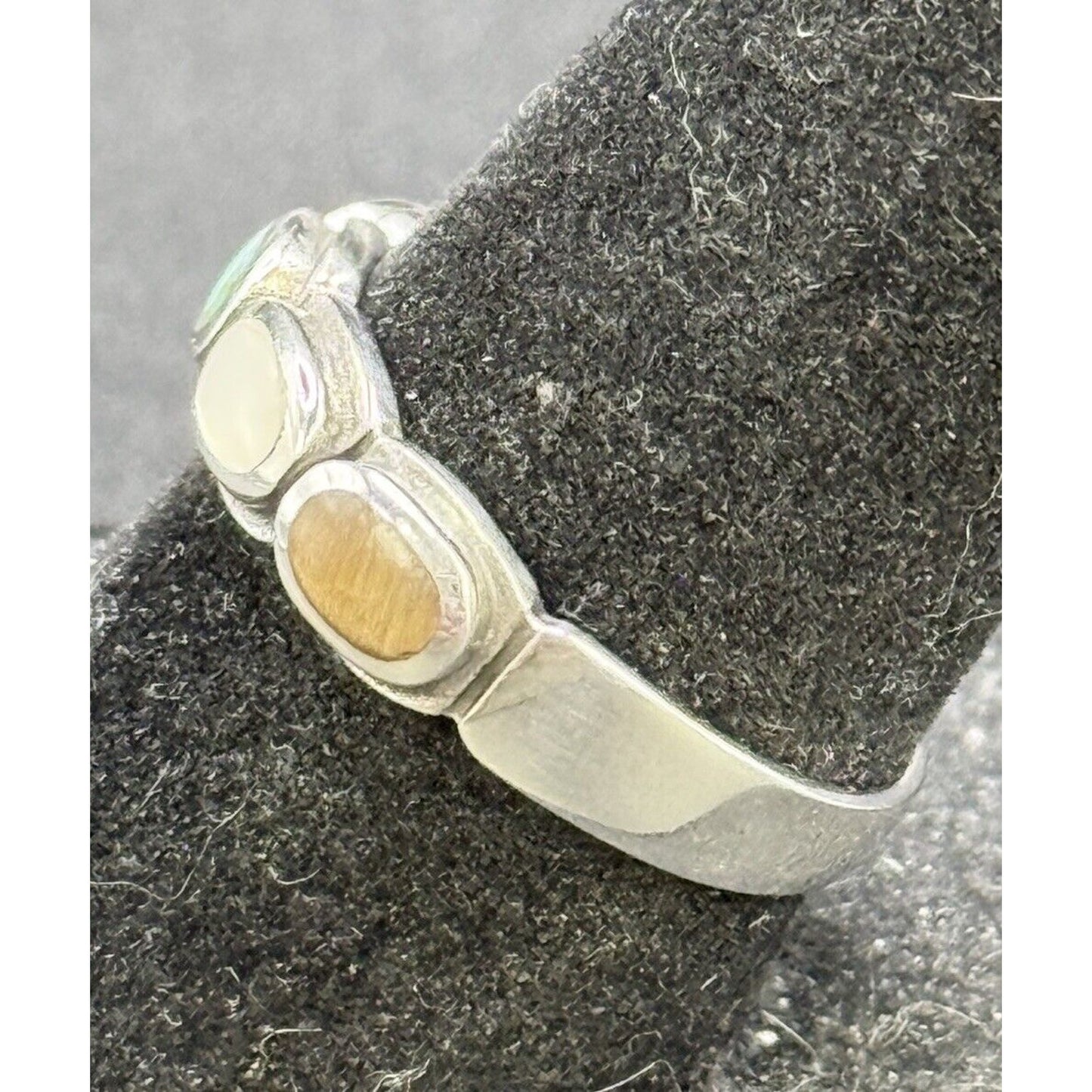 New Condition Sterling Silver Multi Genuine Gemstone Ring Size 6.50