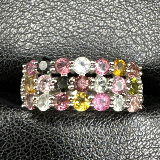 EUC Sterling Silver Multi Spinel Band Ring 925 Size 6.75 N13