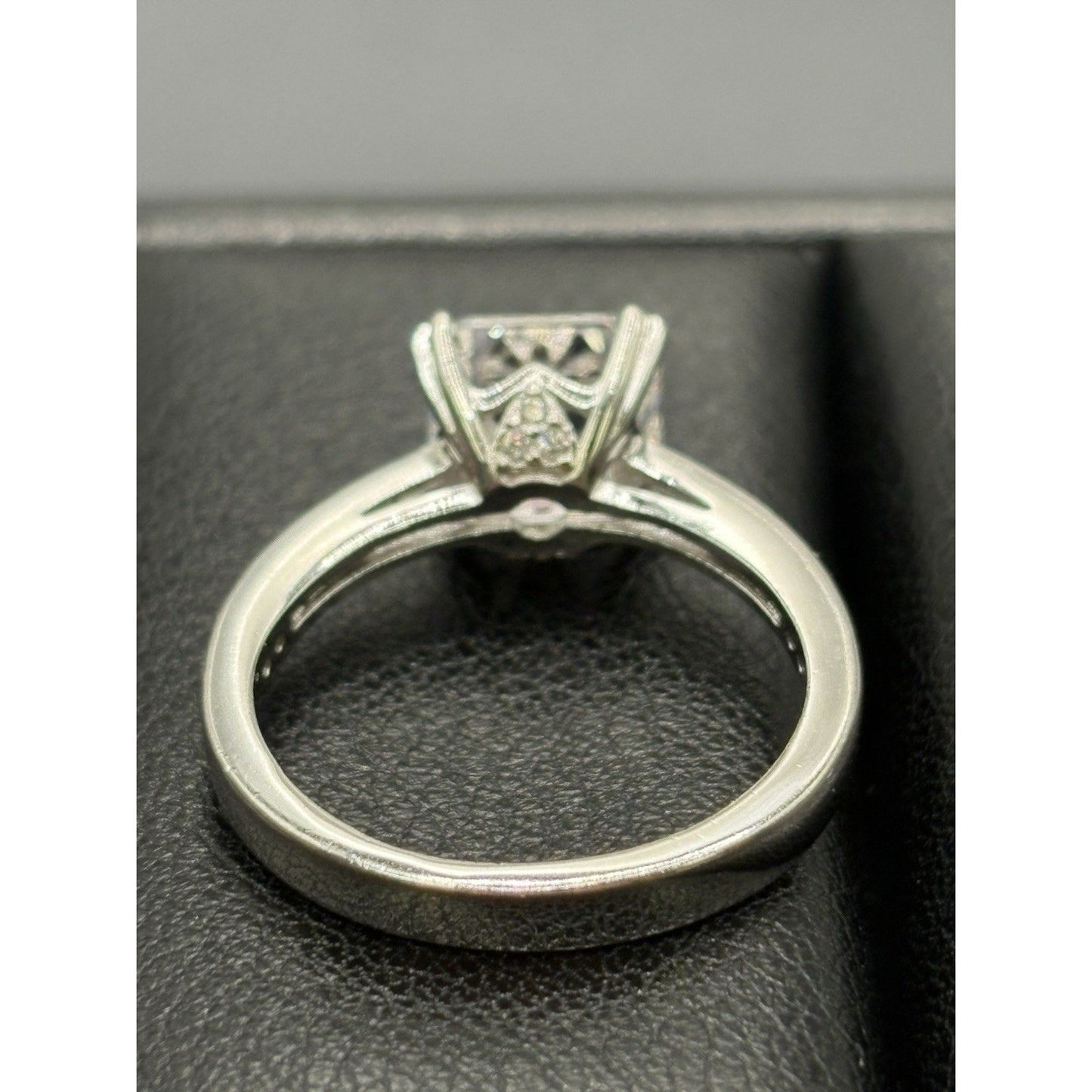 New Condition Sterling Silver Cubic Zirconia Ascher Cut Engagement Ring Size 7