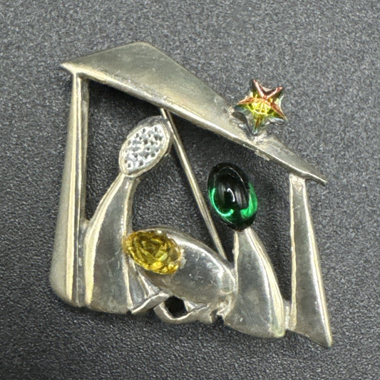 Silpada Sterling Silver Nativity Brooch Pin 925 R05 Missing Gemstone