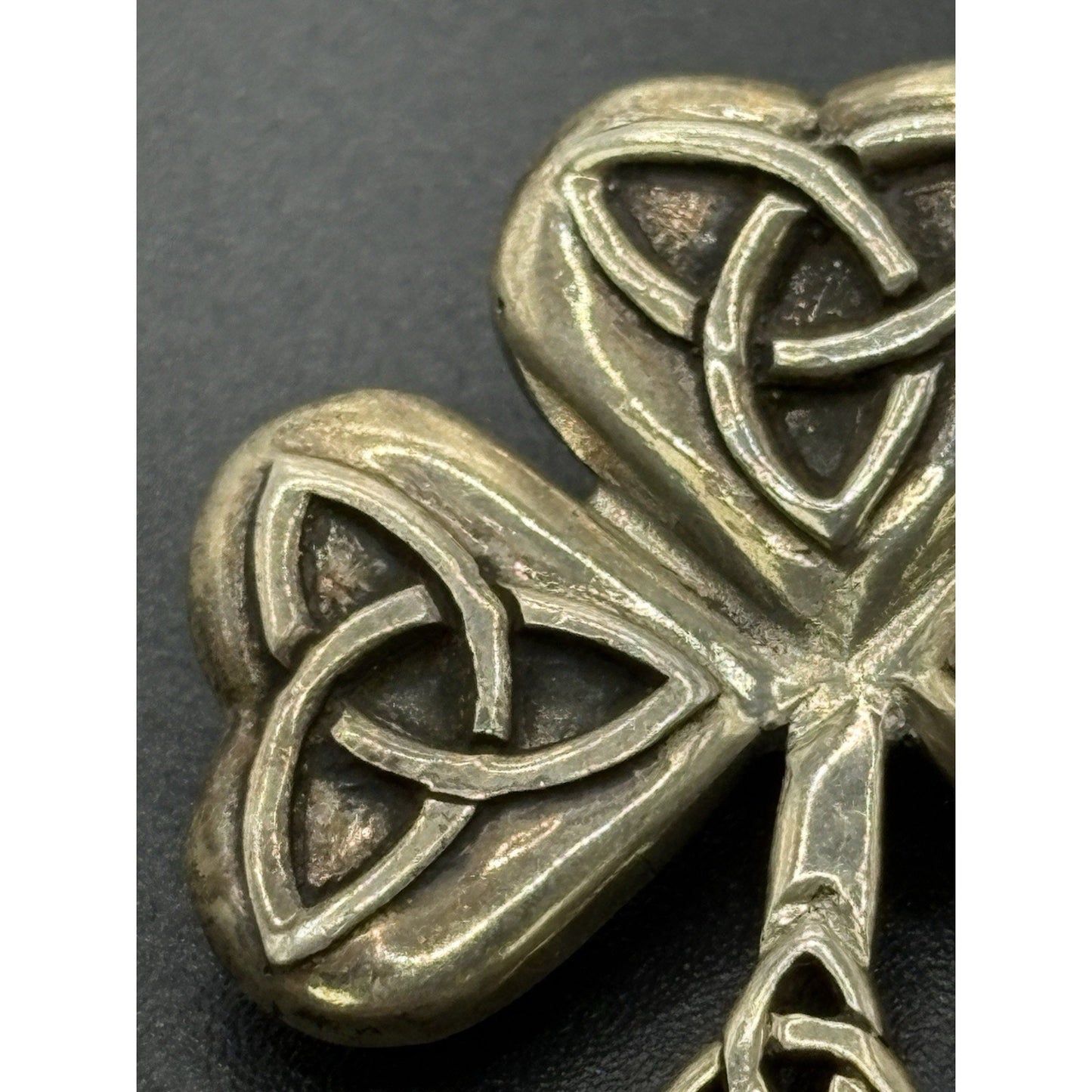 Celtic Sterling Silver 3 Leaf Clover Brooch Pendant Thailand W18