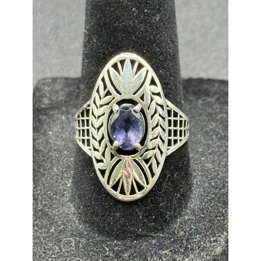 New Condition Sterling Silver Genuine Iolite Ring Size 7.50 925 P20