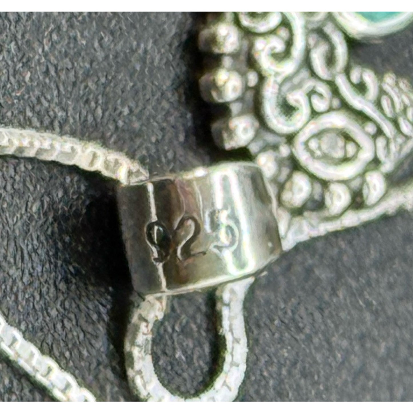 18” New Condition Sterling Silver Turquoise Seahorse Pendant Necklace 925