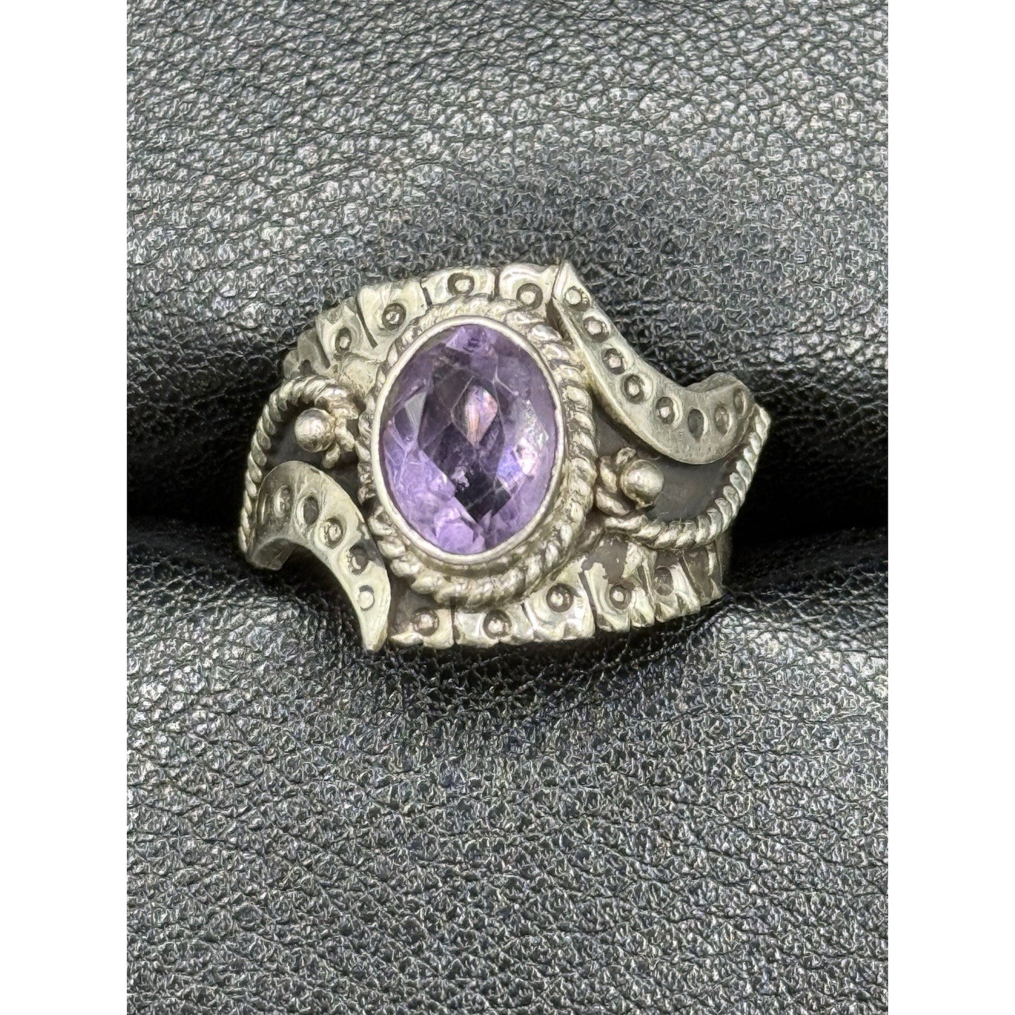 Vintage Sterling Silver Genuine Amethyst Ring Size 7.50 925 Q3