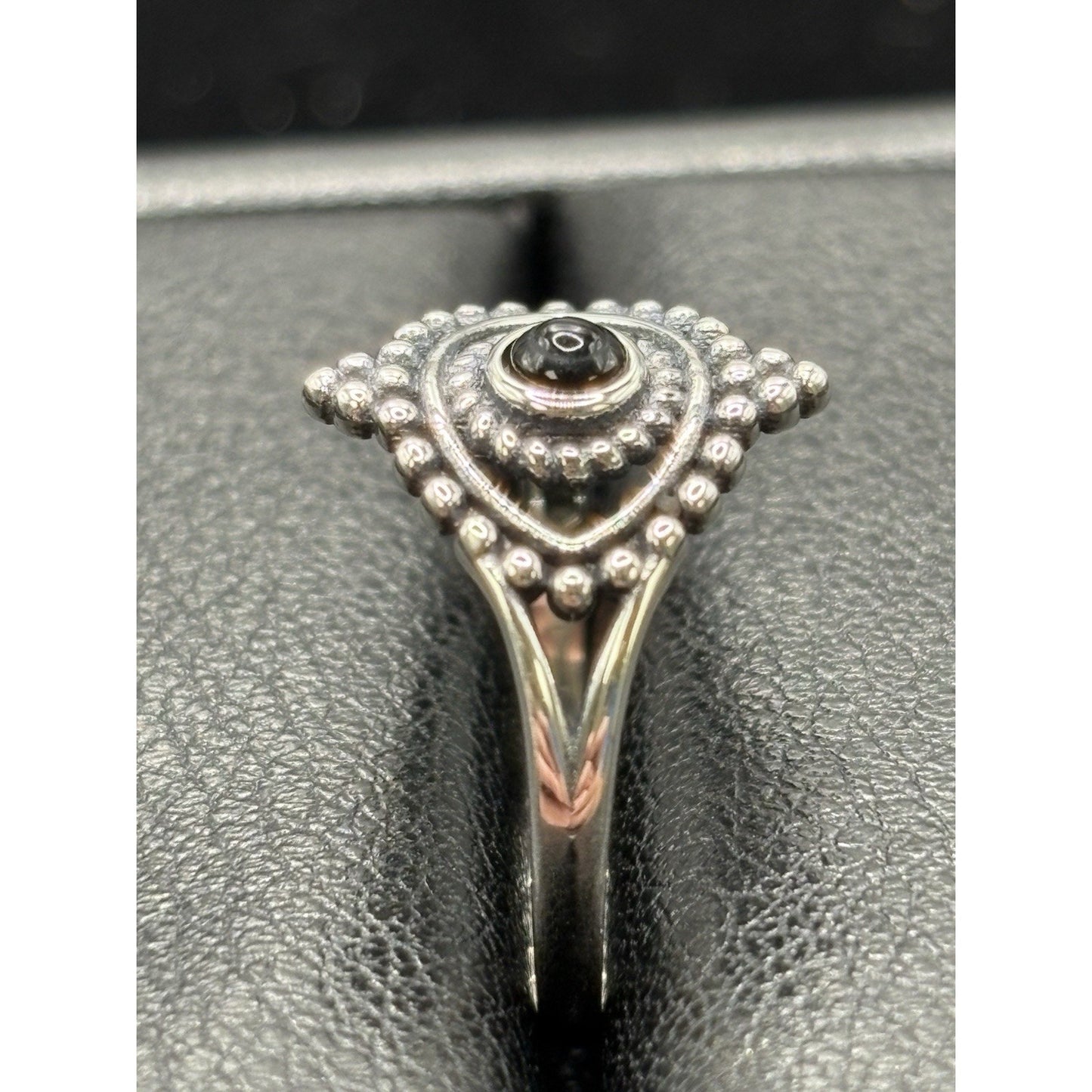 New Condition Sterling Silver Evil Eye Onyx Ring Size 7