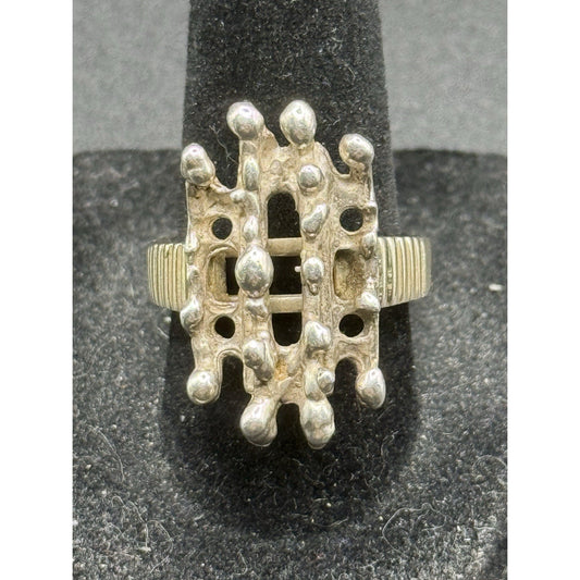 Brutalist Sterling Silver Ring Size 7.25 Tested R8