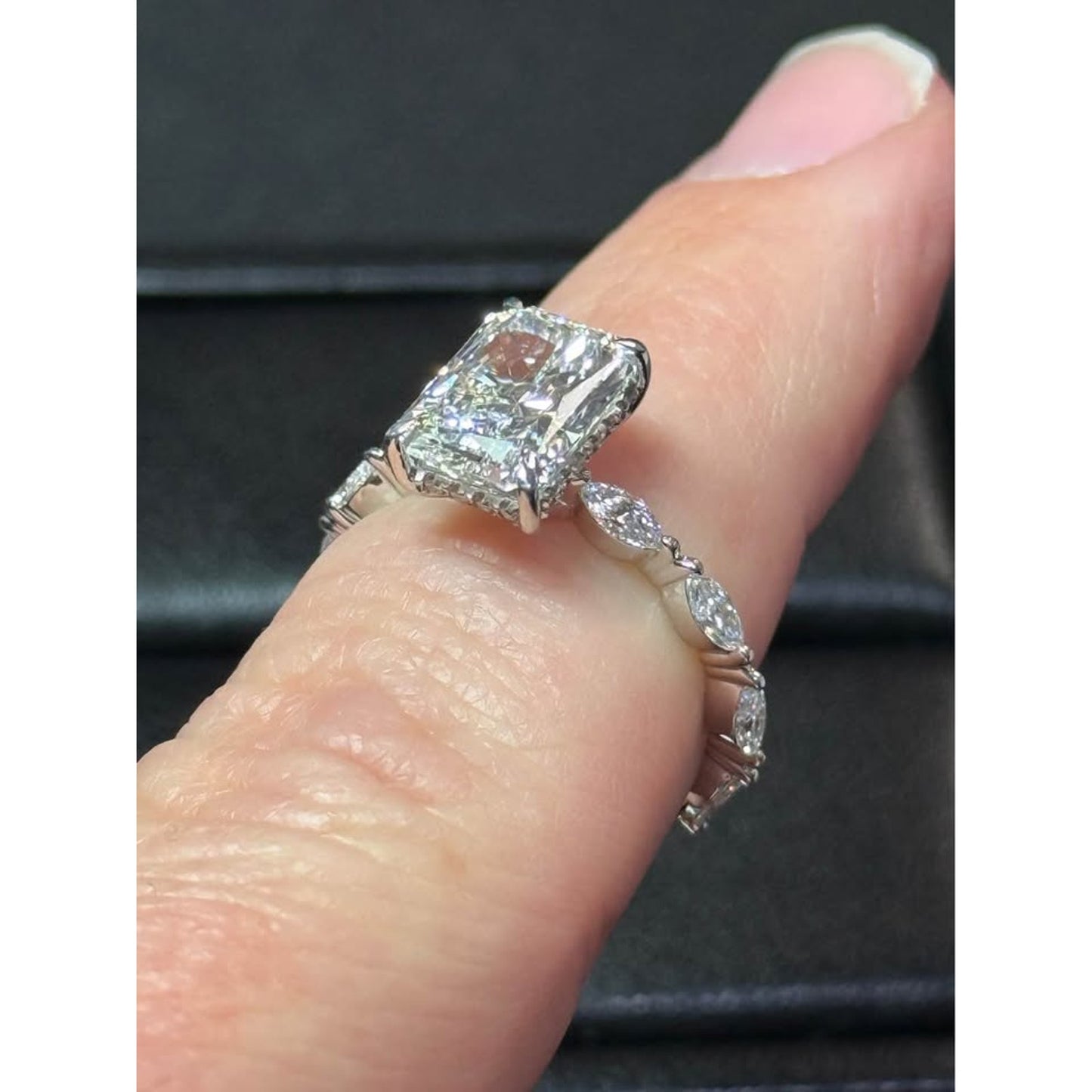 Brand New 14k White  Gold 3.05 Radiant Lab Grown Diamond Ring E Color VS1 Clarity IGI