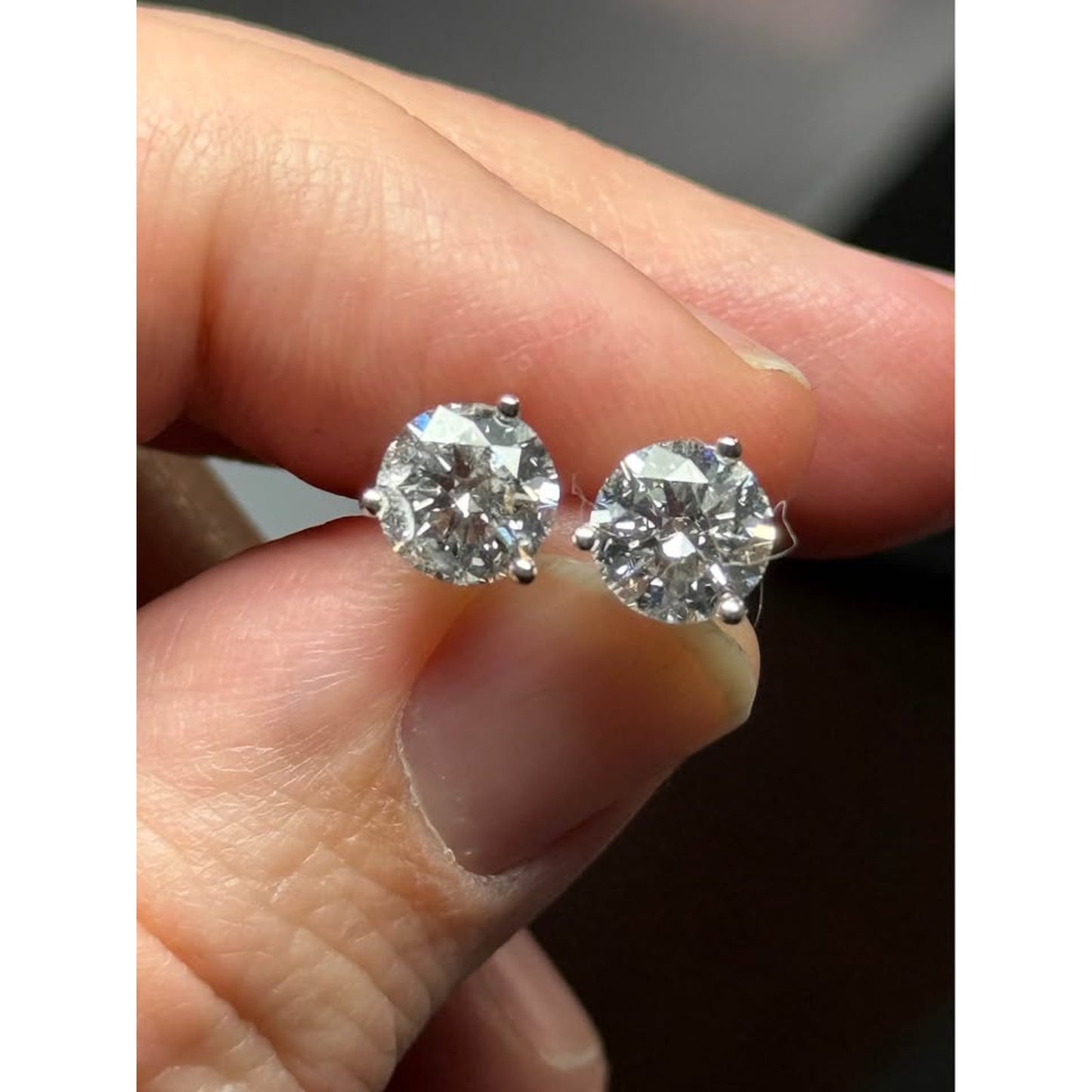 Brand New 14k White Gold 3.10 Total Weight Lab Grown Stud Earrings E Color VS1 Clarity IGI