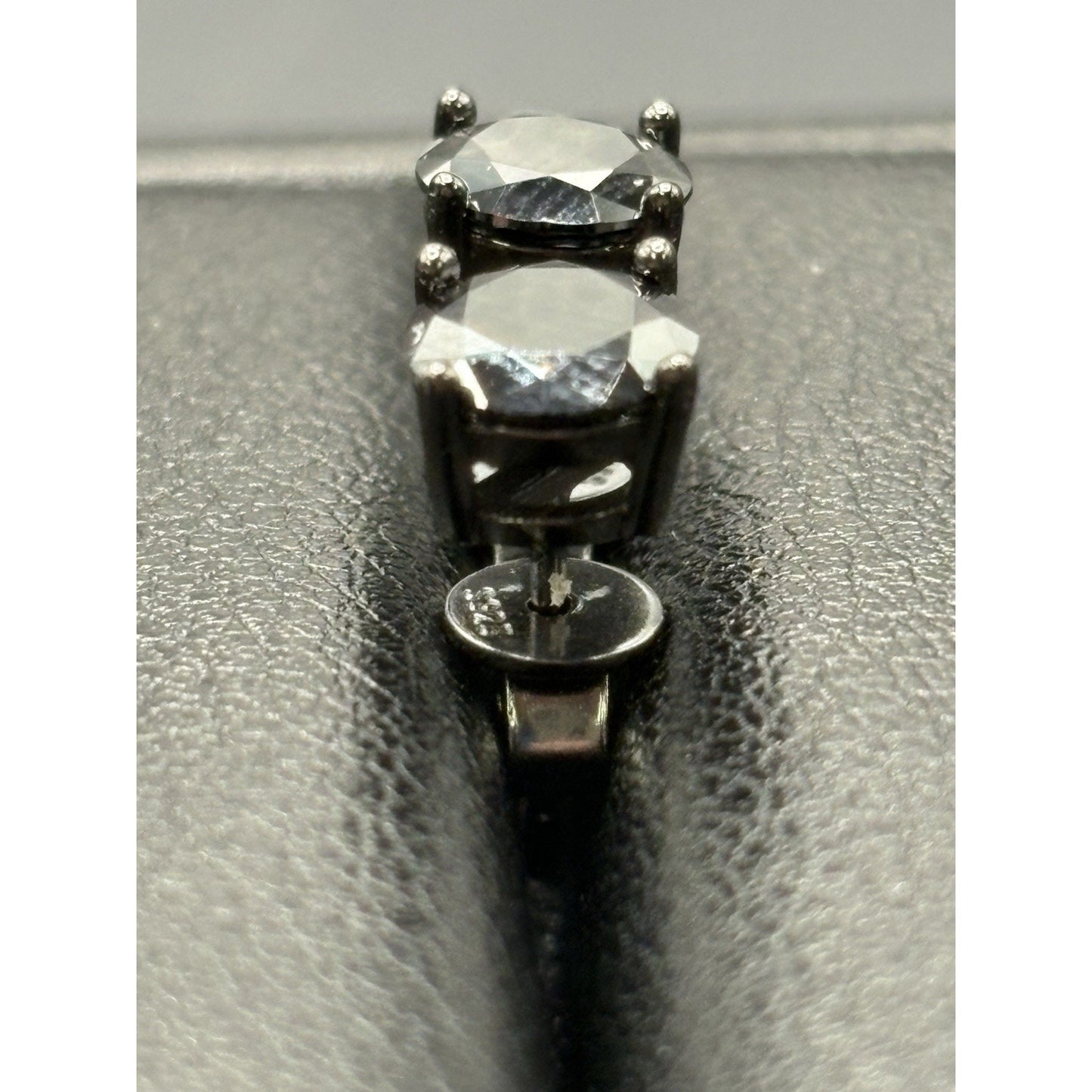 New Condition Black Moissanite Black Sterling Silver Stud Earrings GRA