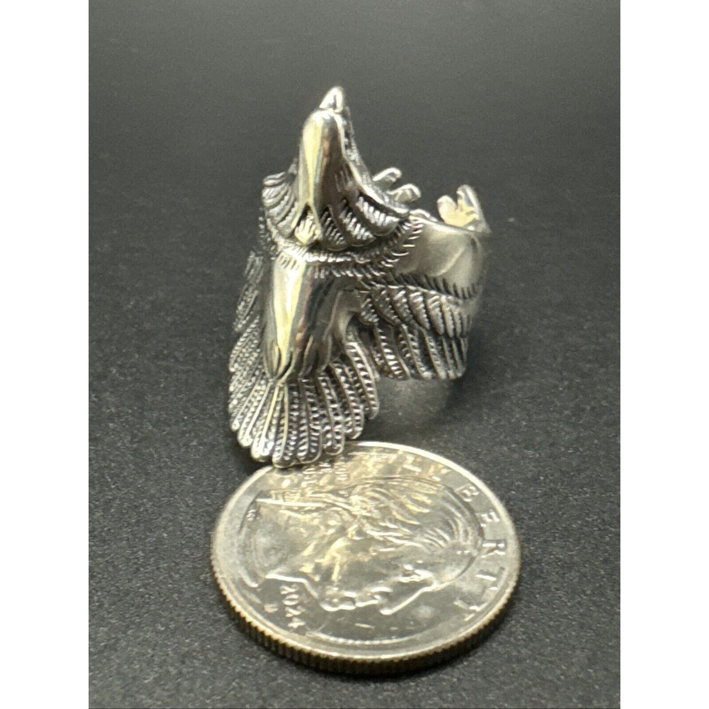New Condition Sterling Silver Eagle In Flight Ring 925 Size 10