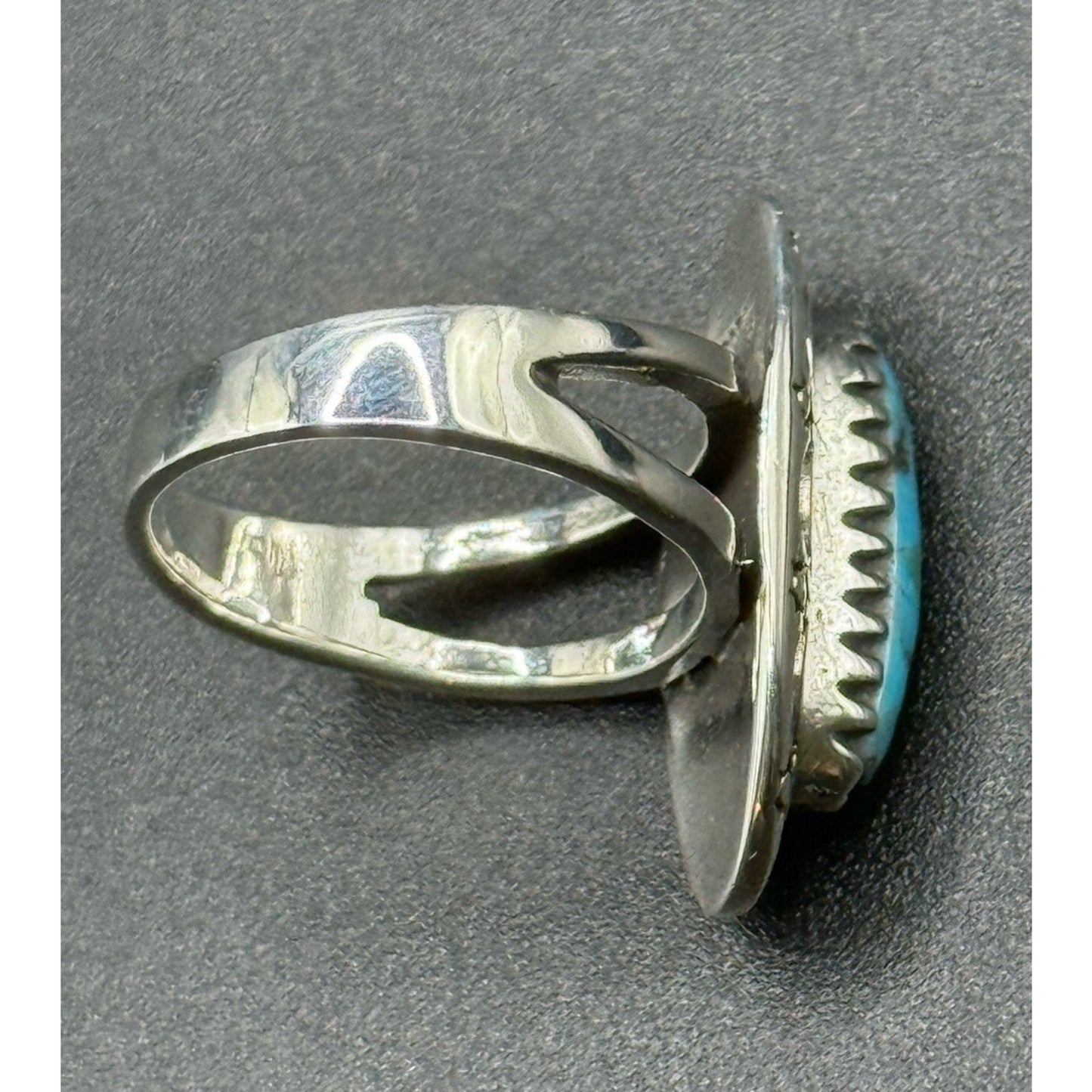 New Condition Sterling Silver Turquoise Sun Moon Ring Size 6.50
