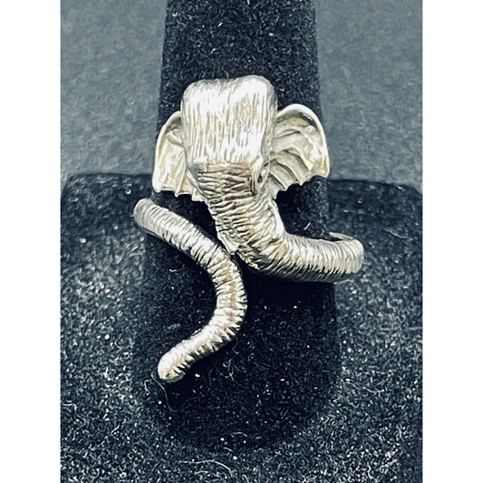 New Condition Sterling Silver Elephant Ring Size 7.00 Slightly Adjustable