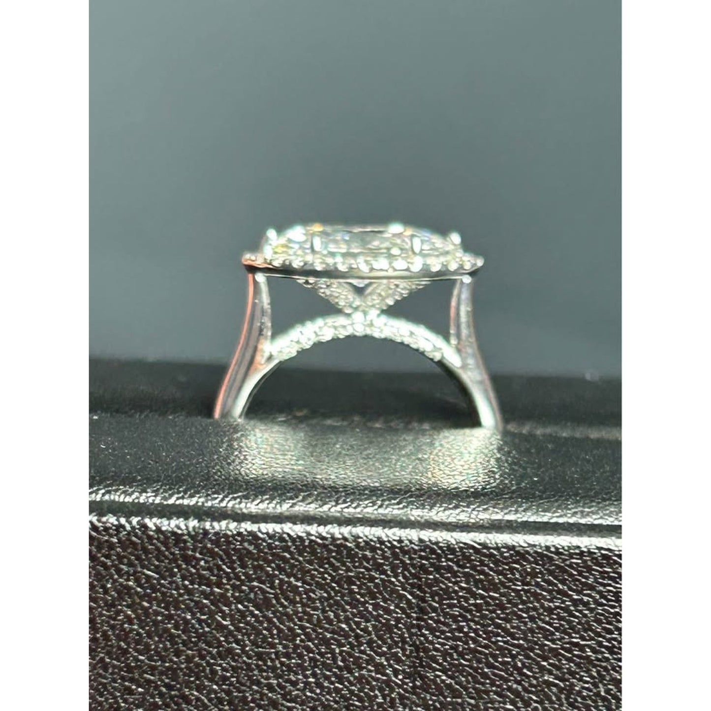 14k White Gold East West Marquise Halo Lab Grown Diamond Ring