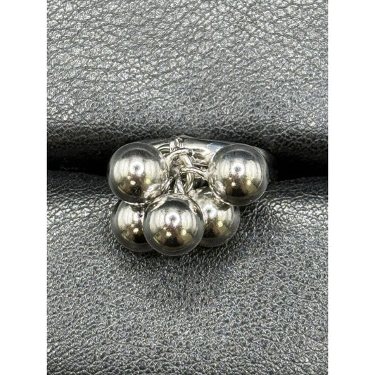 New Condition Sterling Silver Dangling Beads Ring Size 7.00 925
