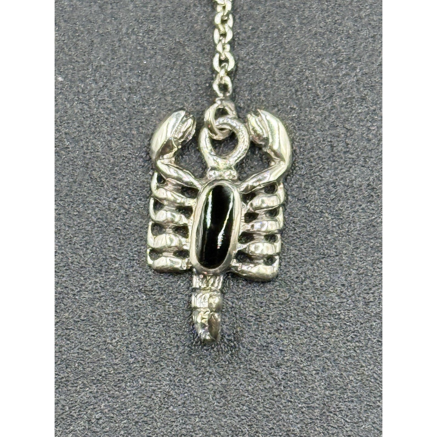 New Condition Sterling Silver Genuine Onyx Scorpion Dangle Earrings