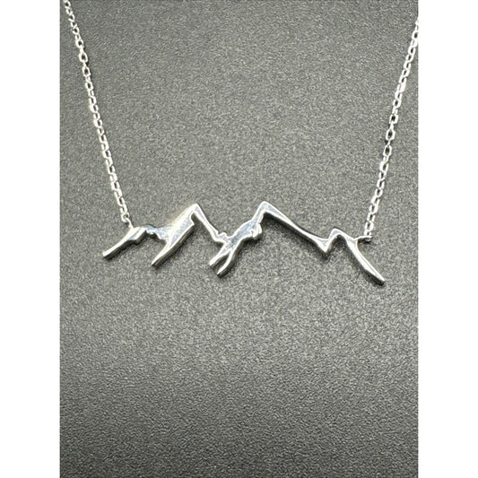 18” New Condition Sterling Silver Mountain Range Necklace 925