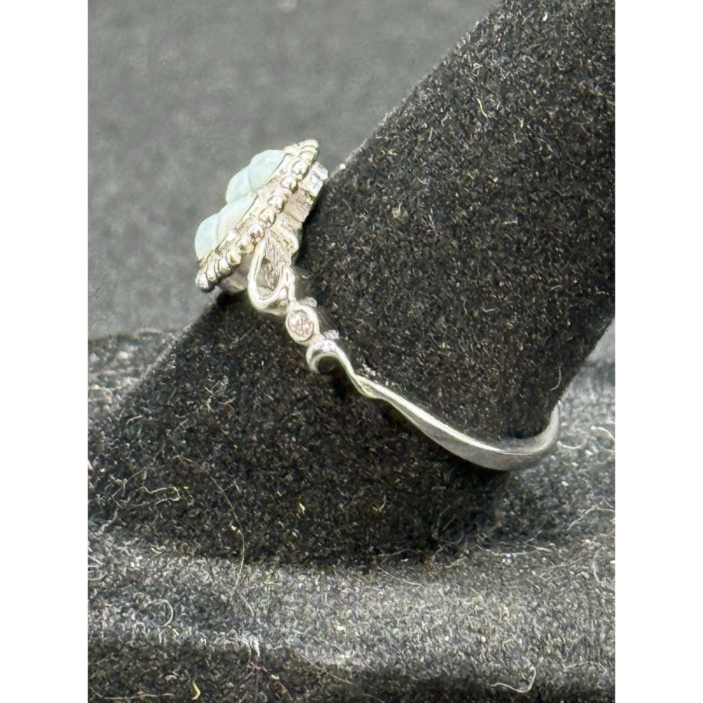 NC Sterling Silver Laramar Cubic Zirconia Ring Size 7.00 Four Leaf Clover