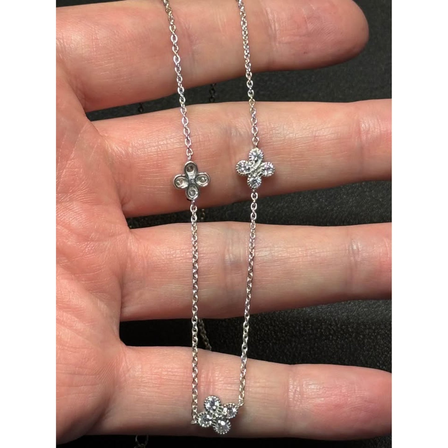 18” Sterling Silver & 1.00 Total Weight Lab Grown Diamonds Station Necklace Holiday Stocking Stuffer