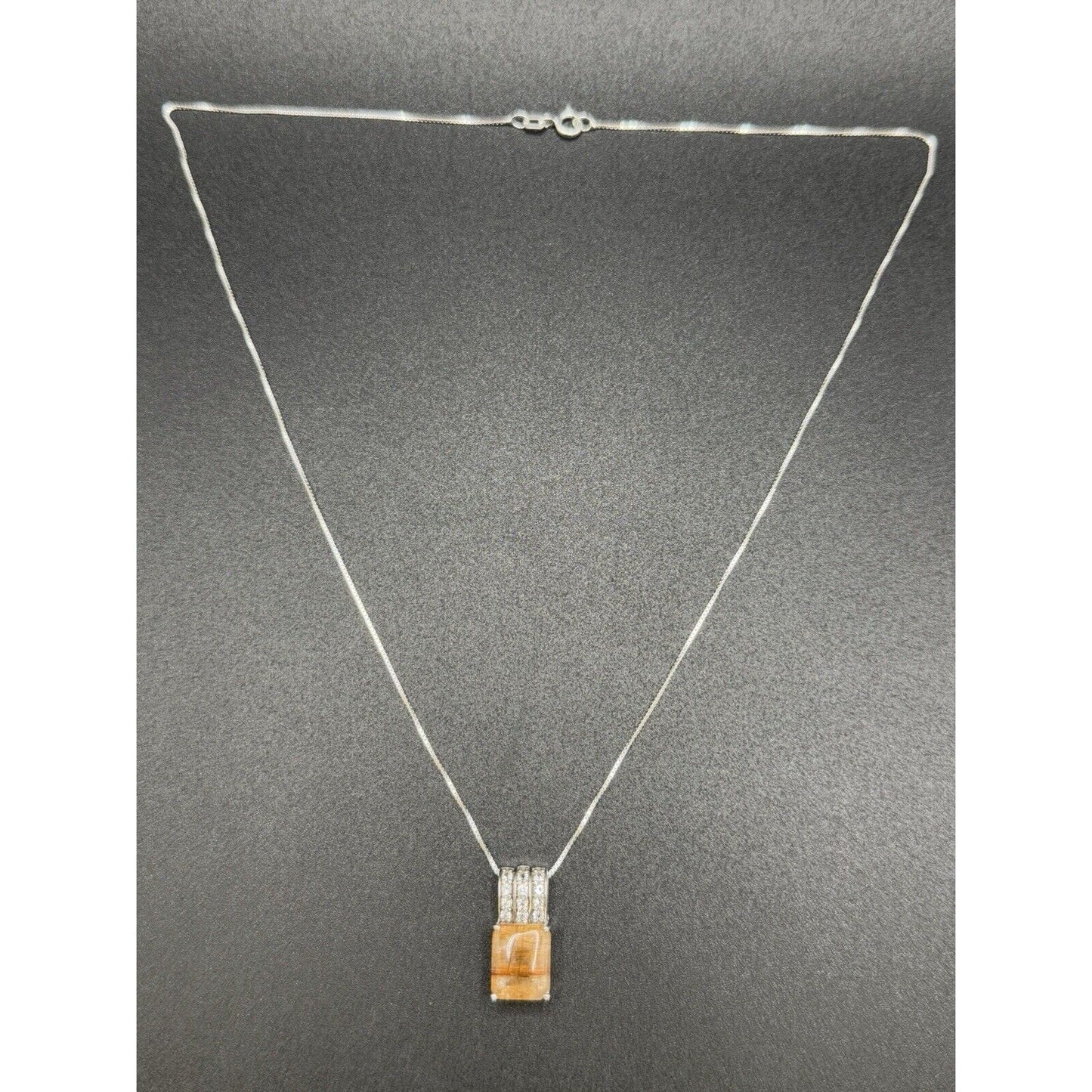 TGGC 18” Rutilated Quartz Pendant Necklace Sterling Silver M20