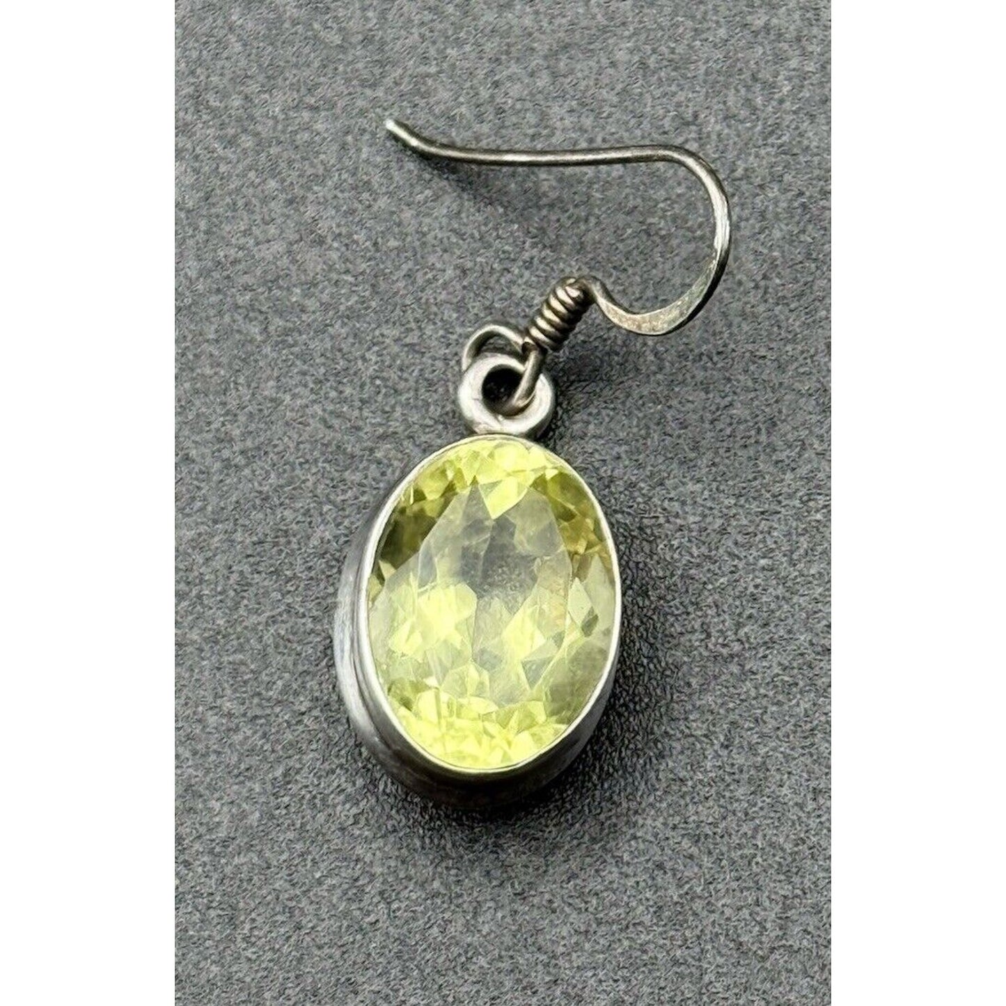 Sterling Silver Lemon Quartz Dangle Earrings 925 N12
