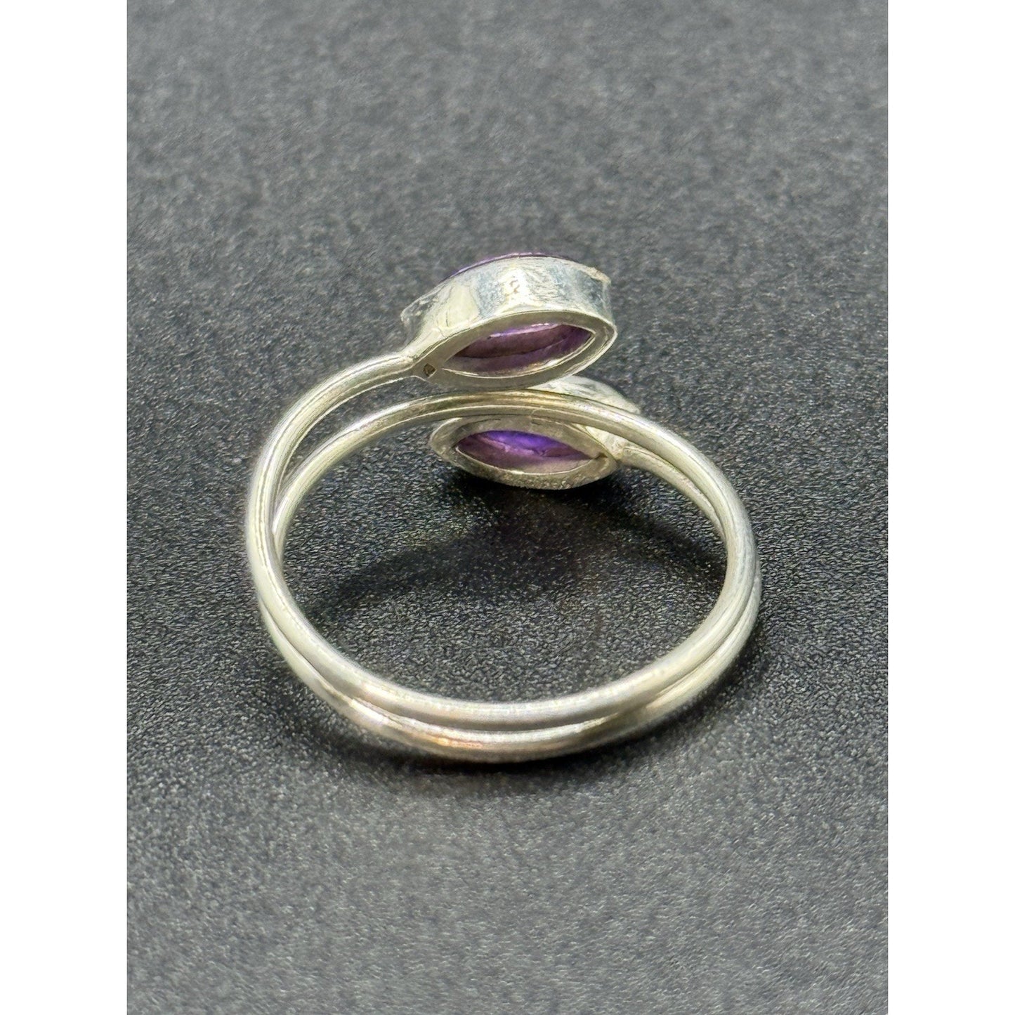 New Condition Sterling Silver Bypass Genuine Amethyst Ring Size 9.00 925 P19