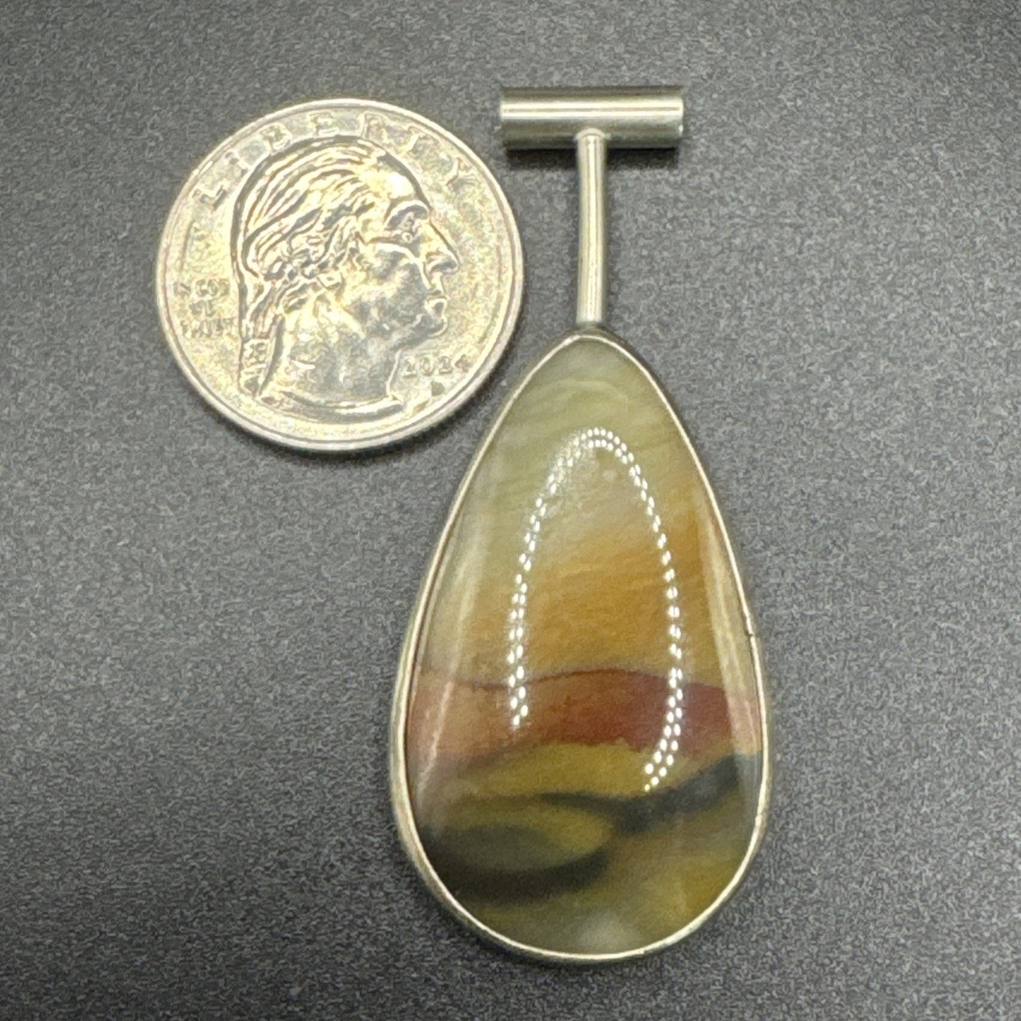 Vintage Sterling Silver Agate Pendant 17g Tested 925 R03