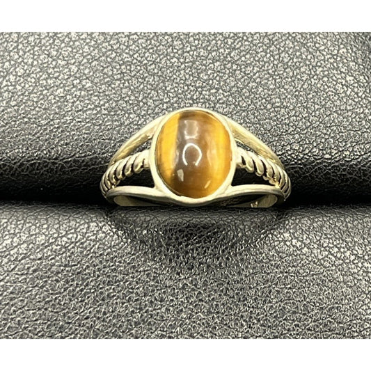 Vintage Sterling Silver Tigers Eye Ring Size 8 W11