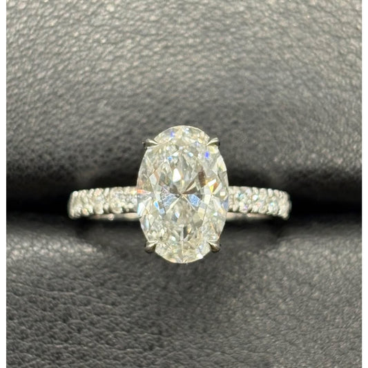 Brand New 14k White Gold 3.01 Oval Brilliant Lab Grown Ring E Color VS1 Clarity IGI 3.54 Total Weigh