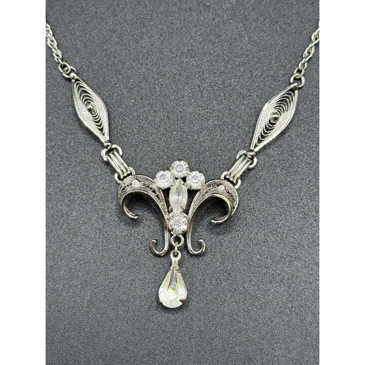 16” Sterling Silver Ann Lee Rhinestone Necklace 925 8 Grams P3
