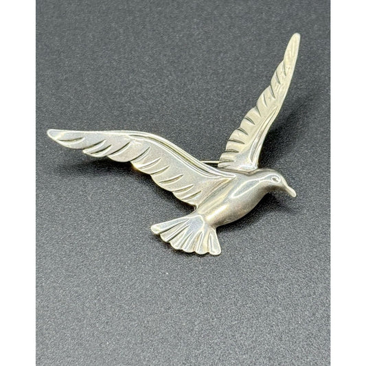 Vintage Sterling Silver Beau Flying Bird Brooch Pin 925 P5
