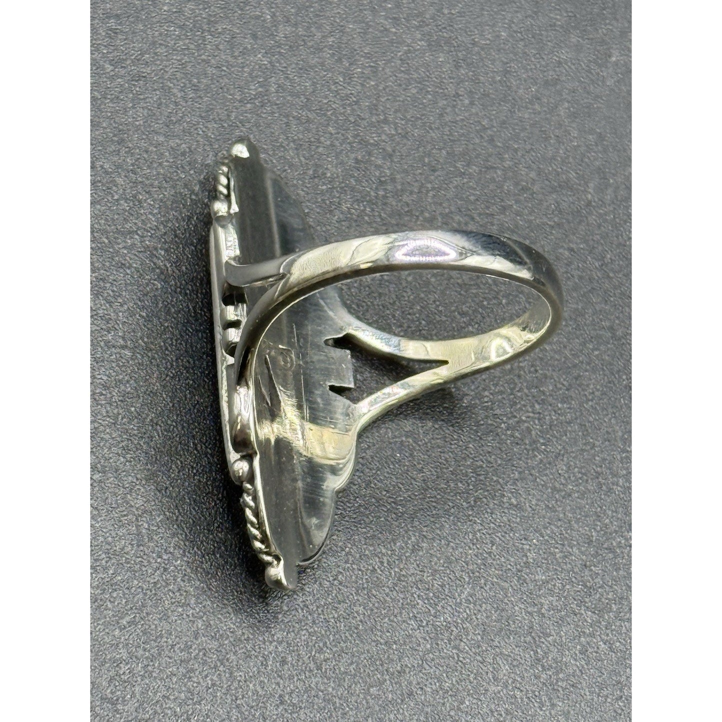 New Condition Sterling Silver Art Deco Turquoise Ring Size 9.50 925