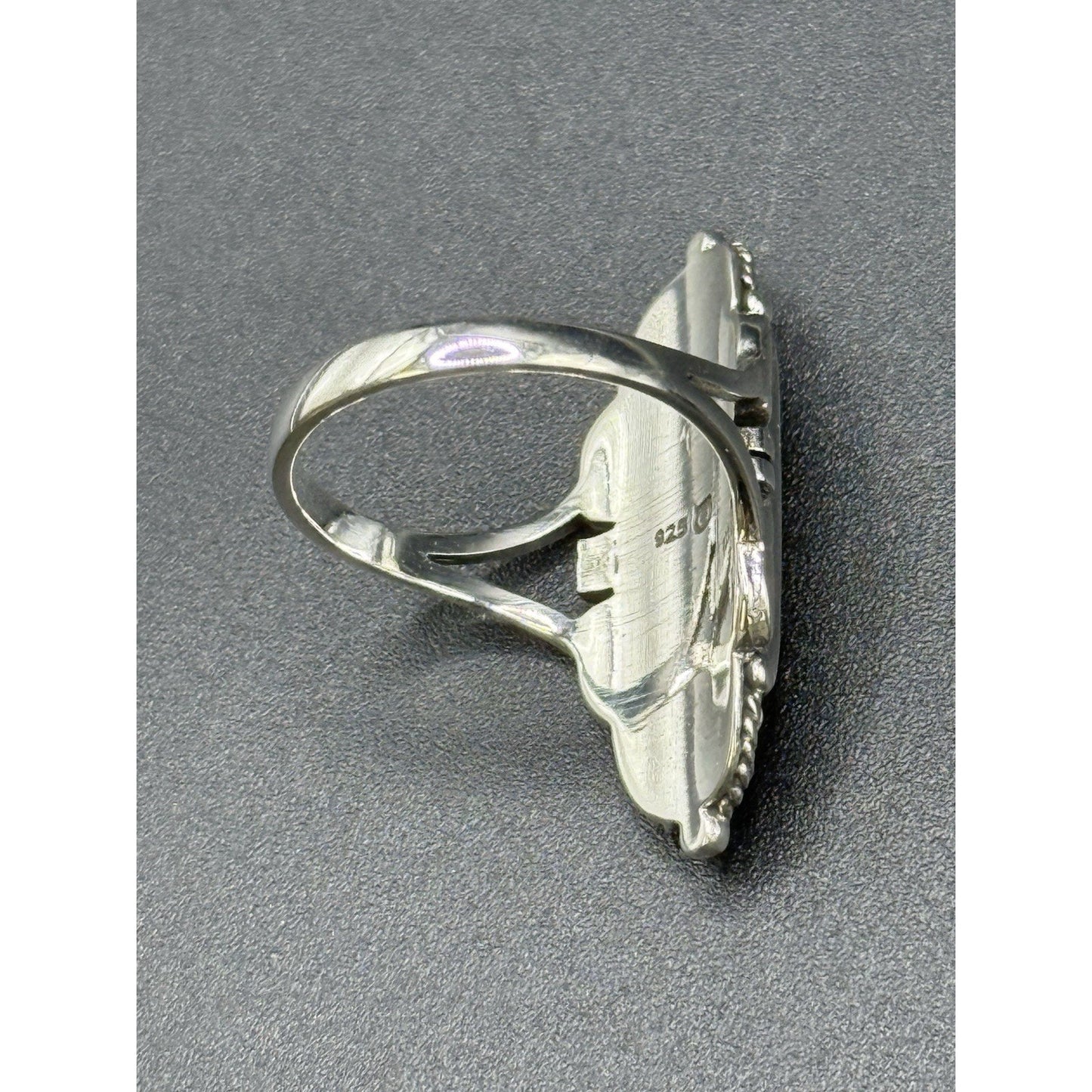 New Condition Sterling Silver Art Deco Turquoise Ring Size 9.50 925