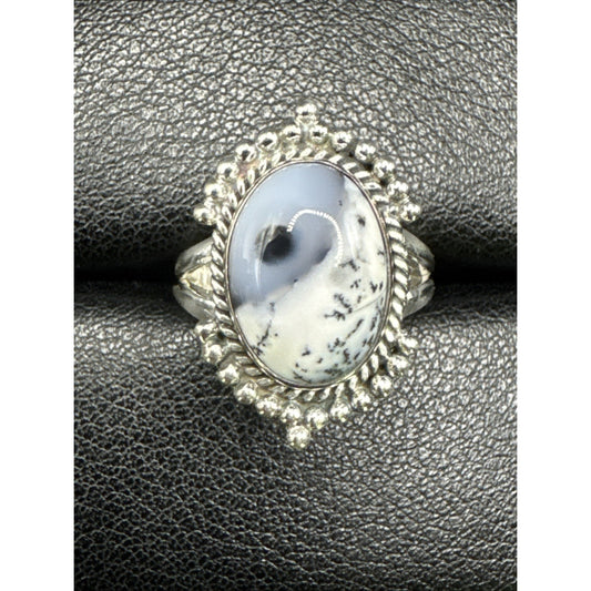 New Condition Sterling Silver Dendrite Opal Ring 925 Size 7